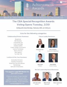 A listing of the 2024 CBA Awards categories and finalists