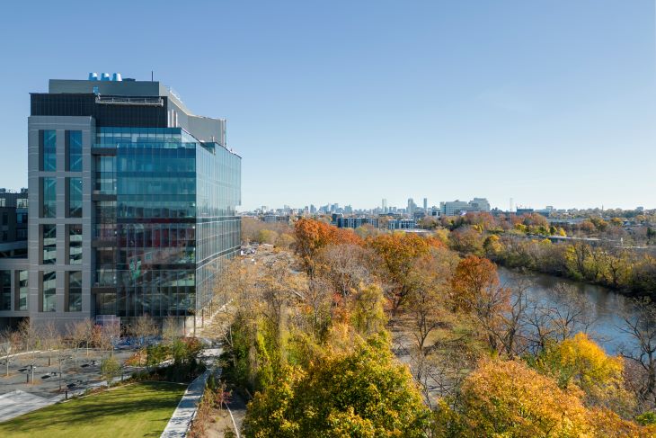 100 Forge looking east with a great view of the Charles River and Boston skyline