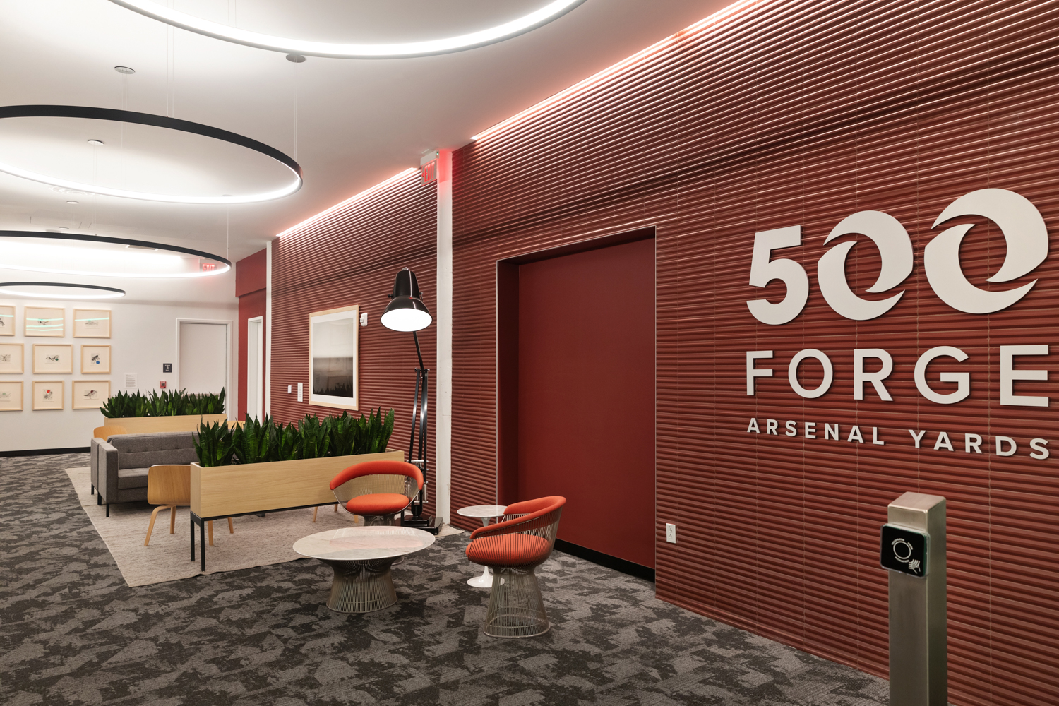 an image of the interior lobby of 500 Forge